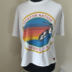 Aviator Nation Cropped Women’s T-Shirt Venice Ca. Surfer Size Medium G